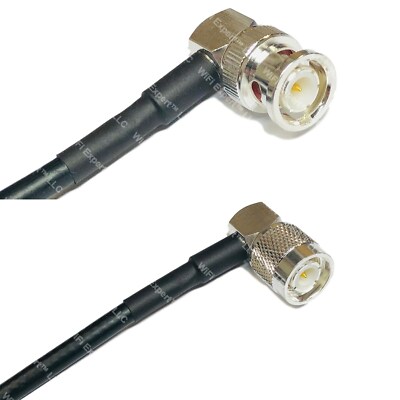RFC195 Silver BNC MALE ANGLE to TNC Male Angle Coax RF Cable USA Lot