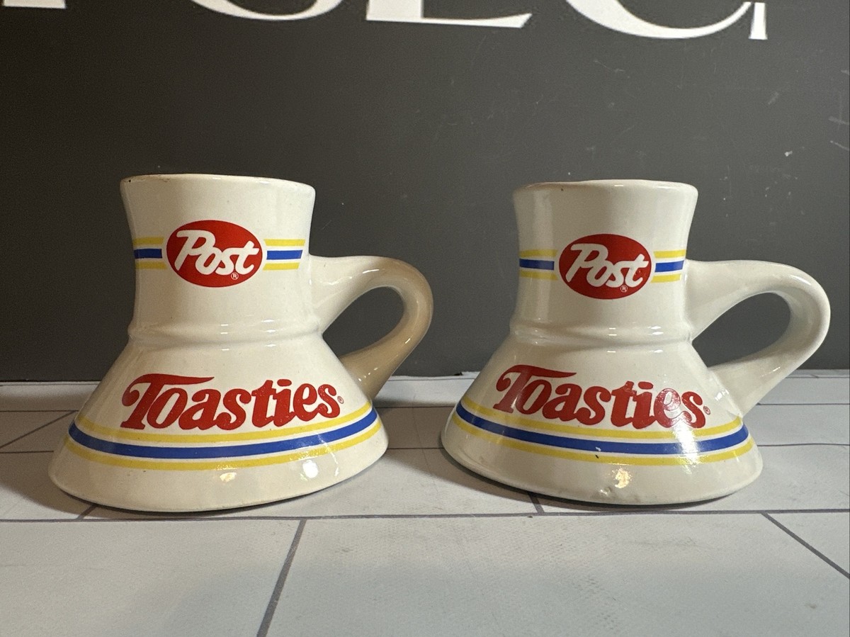 Coffee Mug Set Of 2 Vintage 80s Post Toasties Travel Mugs Cereal