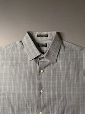 Arrow Fitted Wrinkle Free Dress Shirt Gray Check 16 Large 34/35 Sleeve Men