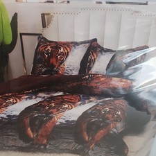 Tiger Animal Print Comforter Set Brown Black White, Pillow Sham, Animals Theme