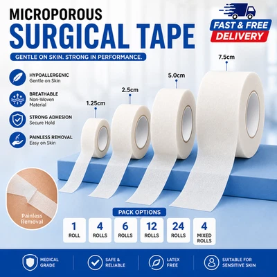Microporous Surgical Tape Medical Tape for Skin, Dressings-Face -Non-Woven-9.1M - Image 1 of 4