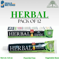 12 Tube HERBAL Toothpaste By Essential Palace 5 In 1, Fluoride Free Vege Base