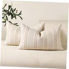 Throw Pillow Covers 12x20 Set of 2 Striped Pillow 20" x 12" Pack of 2 Khaki