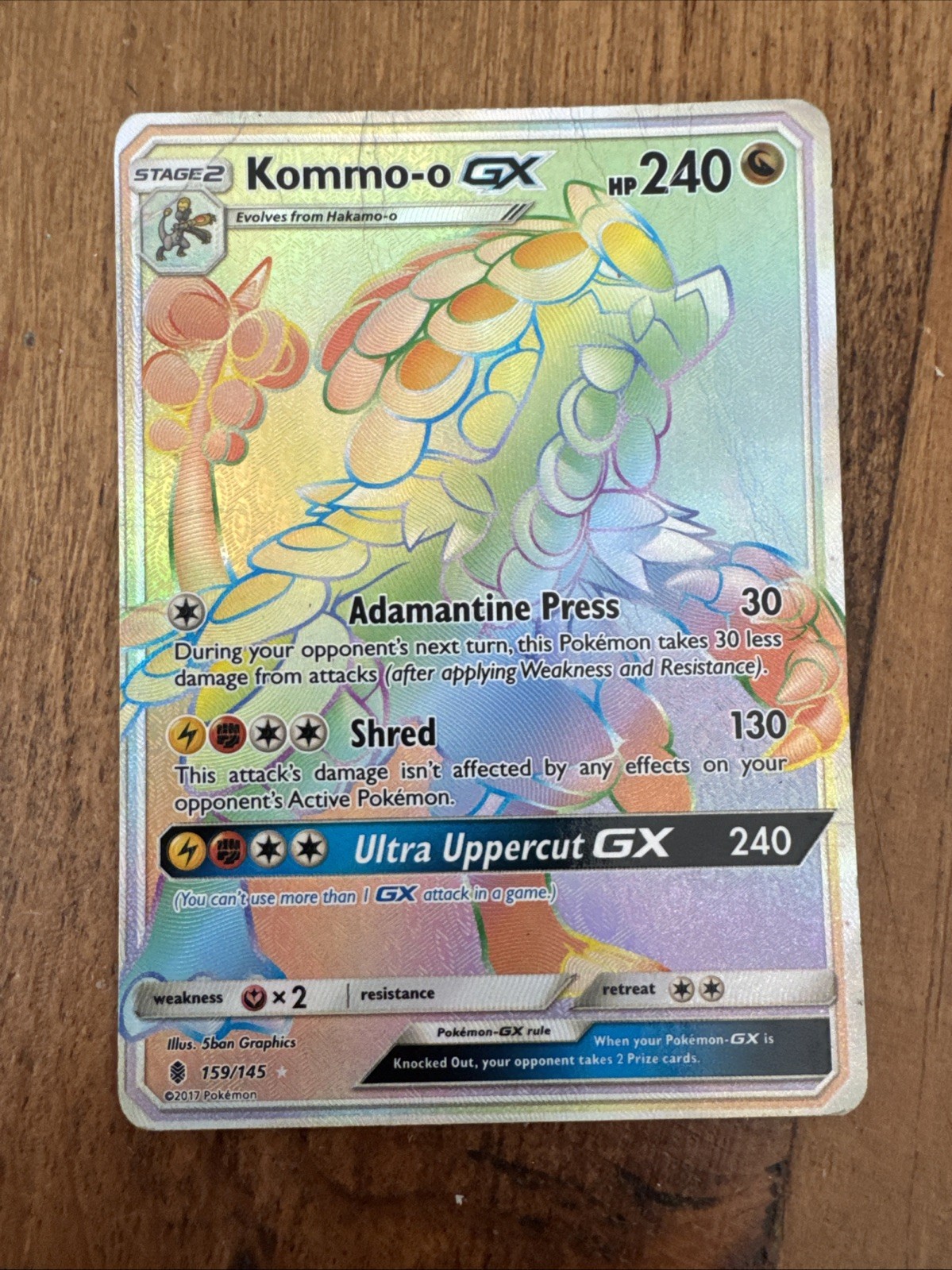 Guardians Rising Kommo-o GX Full Art Hyper Rare Card Near Mint/Mint 159/145