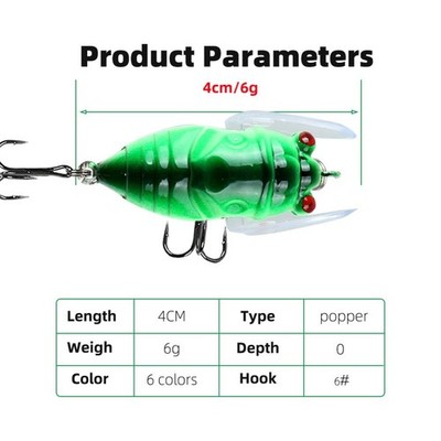 Topwater schwimmender Insektenköder 4cm 6g mit eingebautem Sound Rasseln und Fl