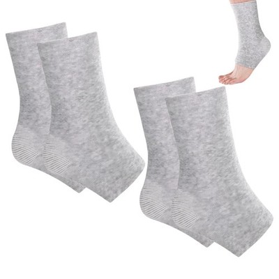AQOYNQ 2 Pairs Bamboo Compression Socks, Soft Foot Ankle 2 Pairs, Grey