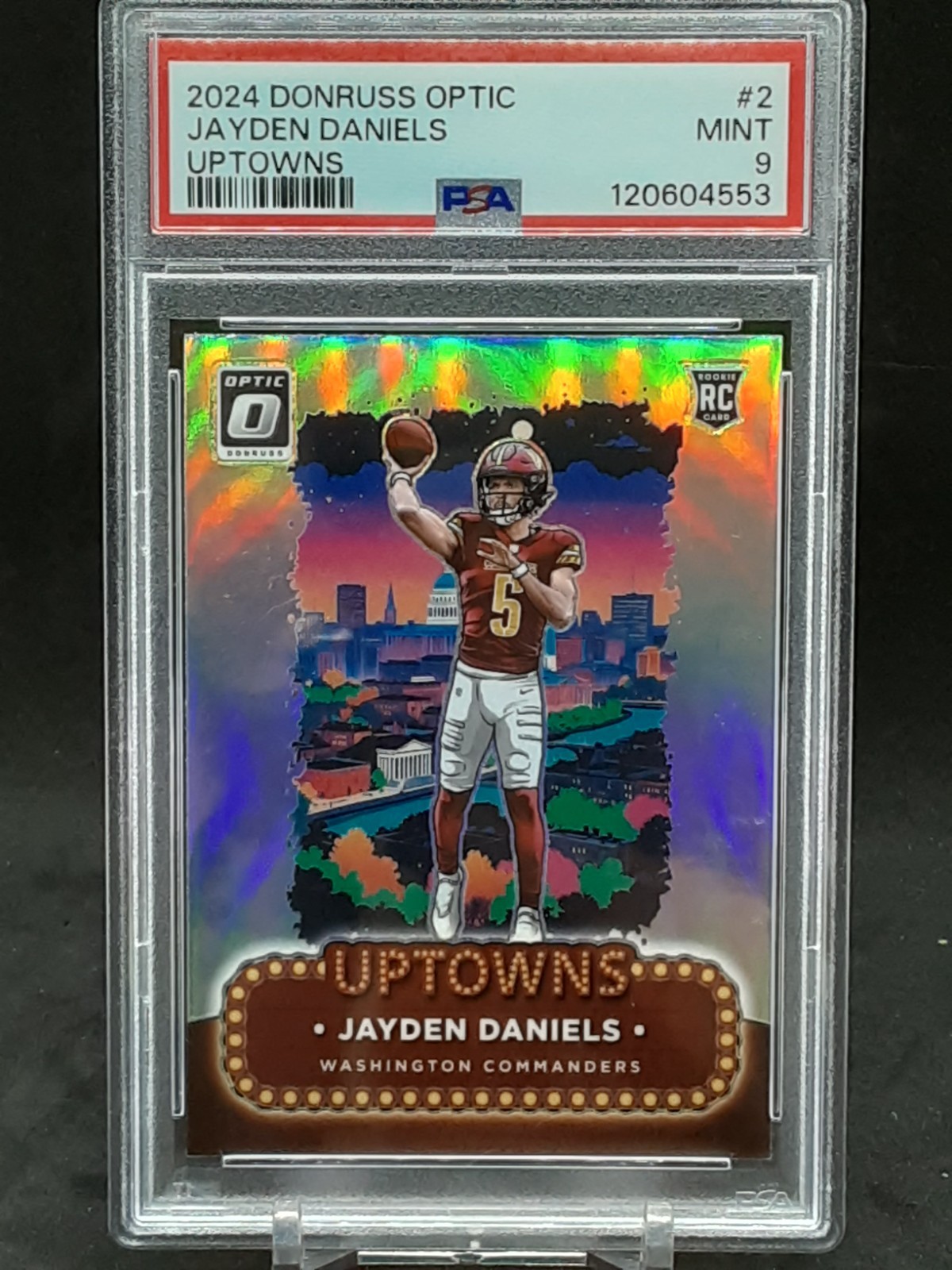 JAYDEN DANIELS 2024 OPTIC UPTOWNS ROOKIE PSA MT 9 COMMANDERS LSU TIGERS QQ