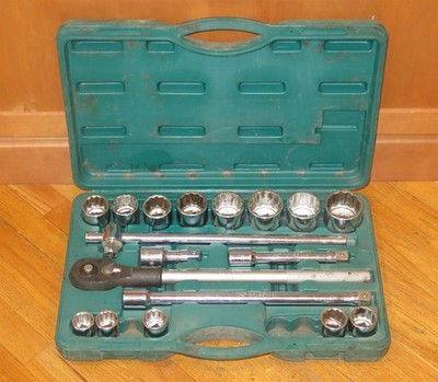 Jonnesway 3/4''-Drive Ratchet & Extensions - 1-2'' Flank Socket Set (SAE 12pt)