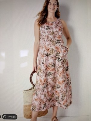 EUC J Jill LOVE LINEN Long Maxi Dress Size 2XL