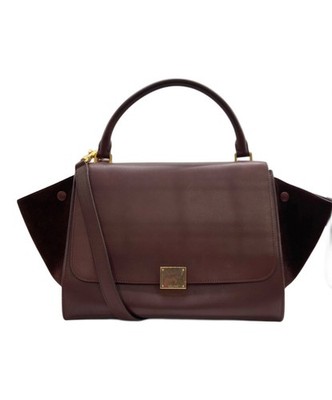 CELINE Trapeze 2WAY Handbag Wine Red Leather Women Pre-owned Japan F/S USED