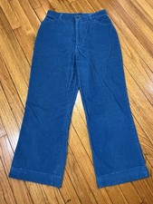 Vtg 1980s Chic by H.I.S. Teal Blue Corduroy Pants Women's 30" Waist x 25" Inseam