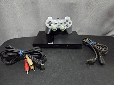 Sony PlayStation 2 PS2 Slim SCPH-90001 Black Bundle Controller Game Cords TESTED