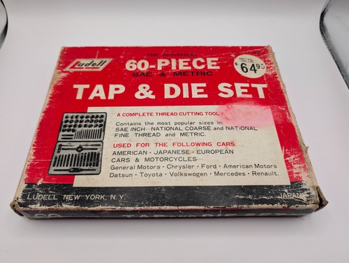 Vtg Ludell NY The Universal 60 Piece SAE & Metric Tap & Die Set w/ Box