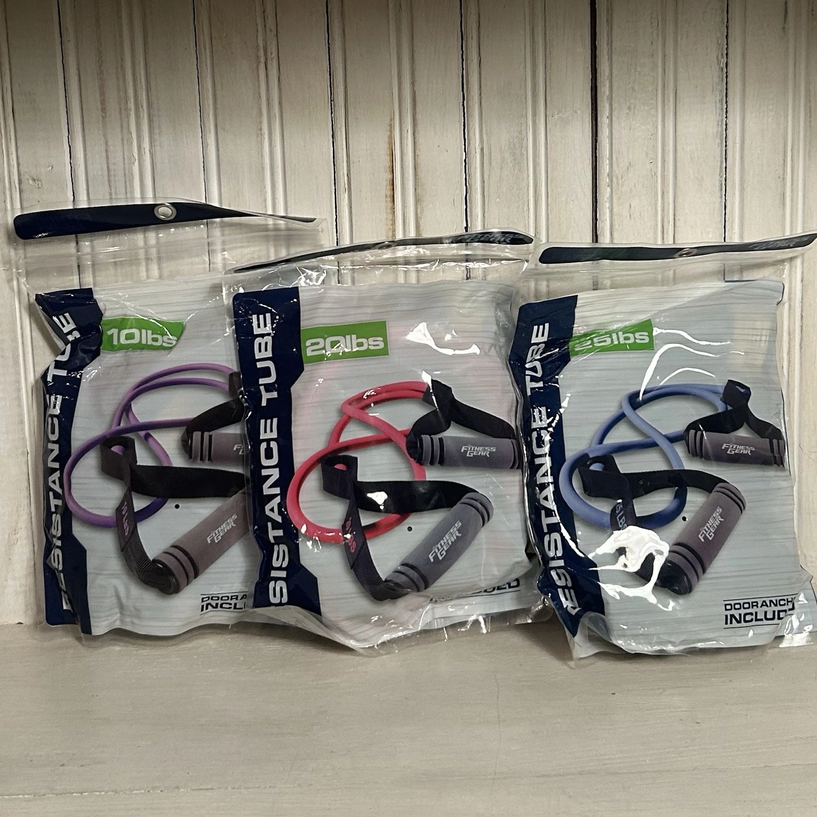 NEW Fitness Gear Resistance Tubes – Set of 3 (10, 20, 25 lbs) w/ Door Anchors