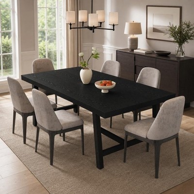 71'' Industrial Dining Table 6-8 People Rectangular Wood Metal Frame Rustic