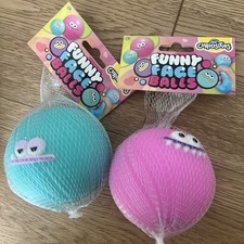 Viral Orb Curiosities Funny Face Balls Squishy Teal, Pink Lot Of 2