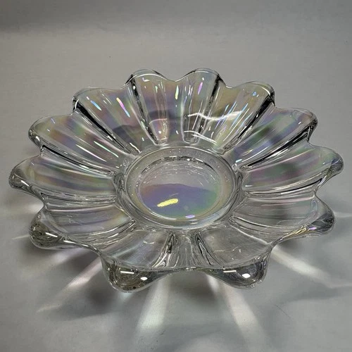 Vintage 6” Federal Glass Iridescent Celestial Bowl Trinket Dish