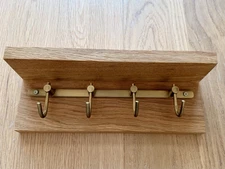 Wall Mount key Holder With Shelf - White Oak