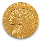1911 $2.50 Indian Head Quarter Eagle United States Gold Coin - XF Condition