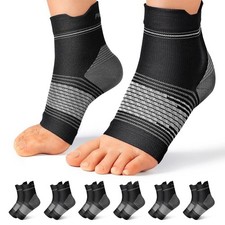 6 Pairs XL Black Plantar Fasciitis Sock Compression Foot Sleeves with Arch