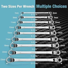 9 PCS Double Box End 75 Degree Deep Offset EXTRA LONG Wrench Tools Set 6-23Mm US