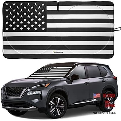 American Flag Windshield Sun Shade, High-Resolution Car Sun Medium USA B&W Flag