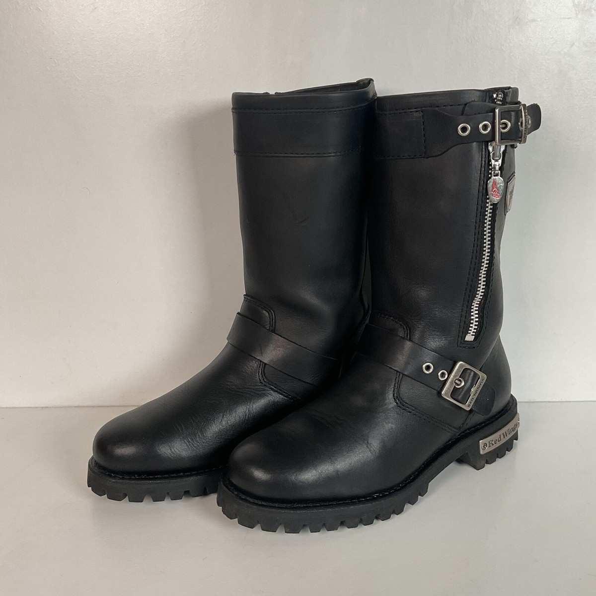 USA⭐️red wing 8806 lether harness boots Red Wing Motorcycle Harness Boots | Side Zip | Men's 7 | Women's
