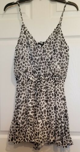THREE PINK HEARTS Short Romper Black & White Animal Print Juniors Size M - NEW