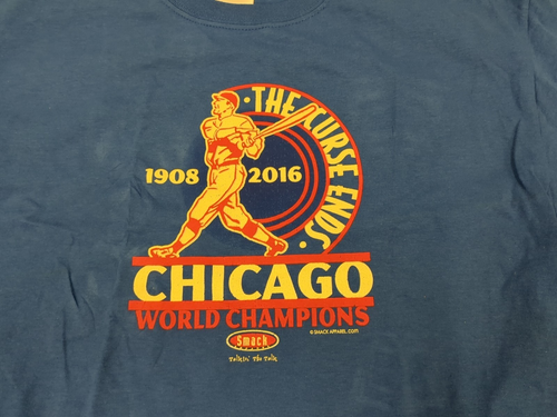 MLB Chicago Baseball Fans. The Curse Ends Royal T-Shirt "2016" Blue Sz-XL Defec - Picture 3 of 9