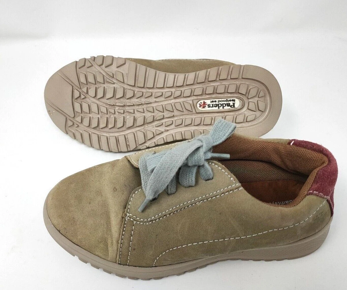 Ladies Beige Burgundy Soft Padders Dual Fit Trainers Comfort Shoes