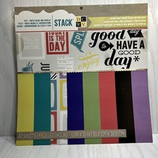 DCWV 42-sheets 12x12 Cardstock Text  Photo Solids Stack Scrapbooking bin-x 