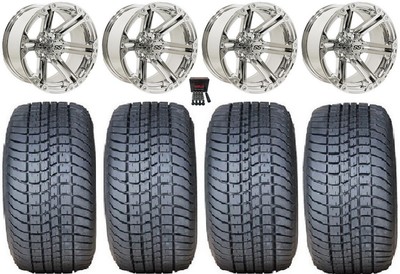GTW Specter 12'' Golf Wheels Chrome 215x50 Pro Rider Tires Yamaha