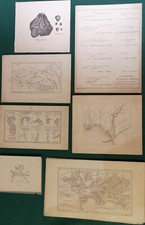 Lotto 7 tavole fiumi laghi vulcani originali a mano firmate Giannitrapani anni20