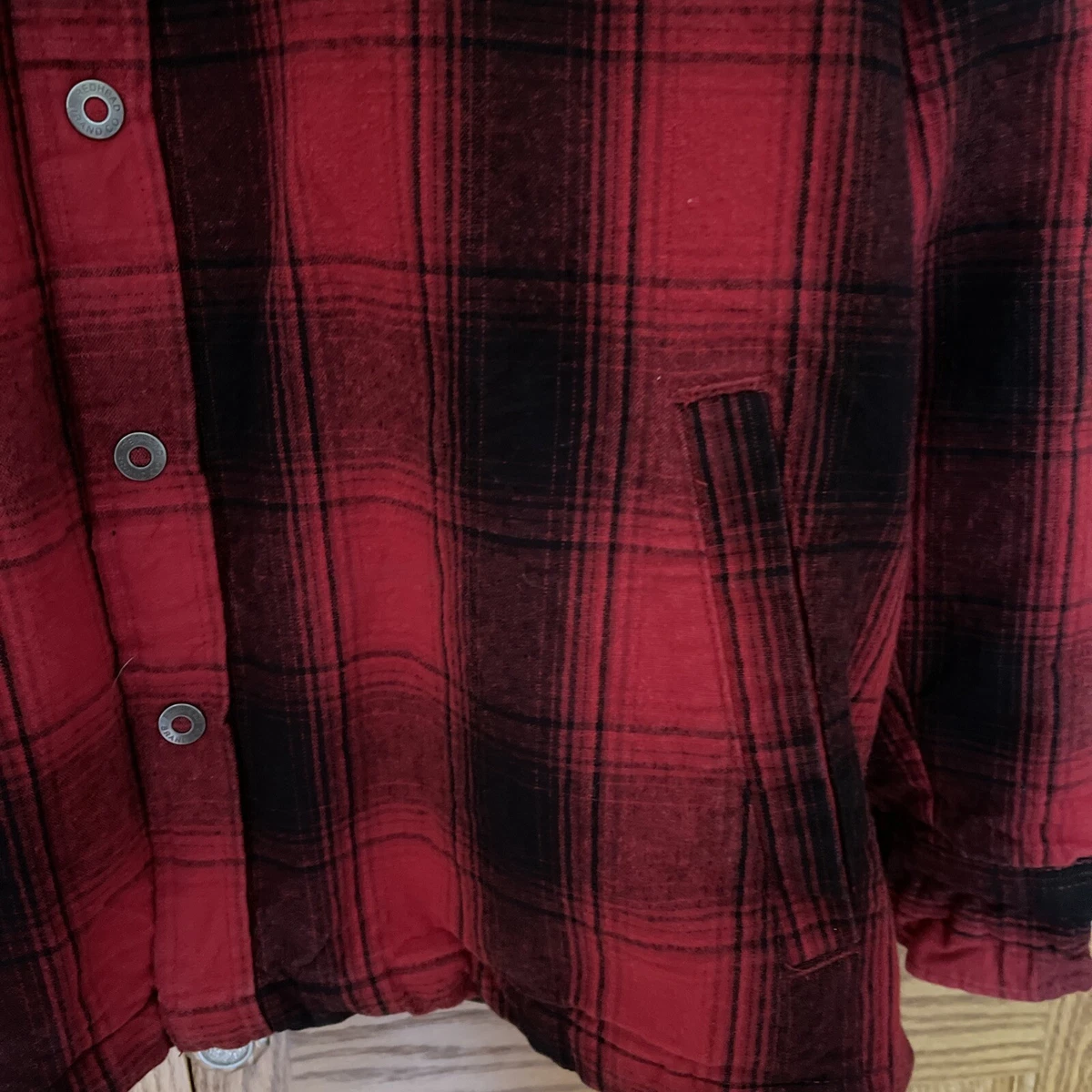 Bass Pro Red Head Brand Co. Red Plaid Quilted Jacket Hoodie Combo