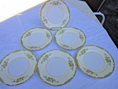 Set 6 Noritake Morimura ''M'' Handpainted 7 1/2'' Dessert/ Bread & Butter Plates 