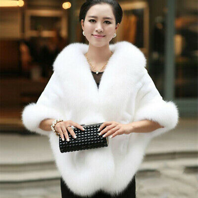 Women Fur Long Shawl Stole Wrap Fluffy Furry Scarf Cape Coat Warm Wedding | eBay