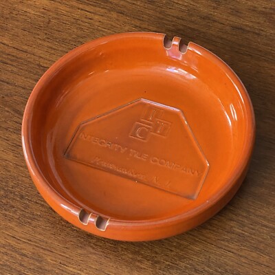Vintage ITC Integrity Tile Company Orange Ceramic Ashtray Pennsauken New Jersey