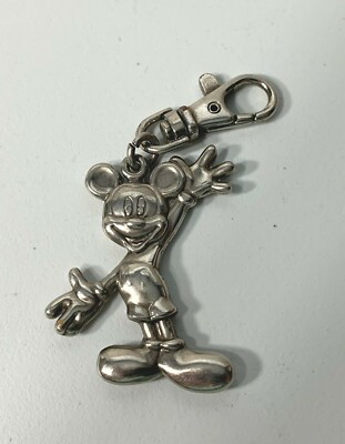 Disney Mickey Mouse Pewter Keychain Vintage Metal 3 1/2
