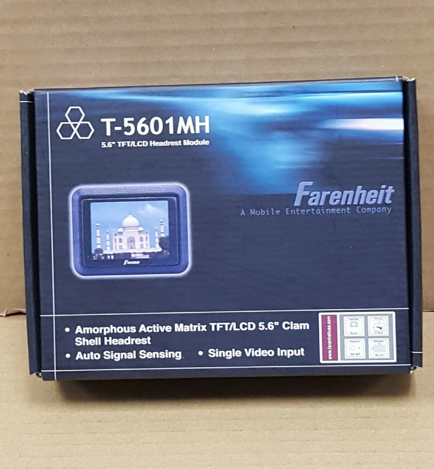 Fahrenheit T-5601MH Headrest 5.6" Monitor with Clam Shell Housing NEW IN PACKAGE - Image 2 of 4