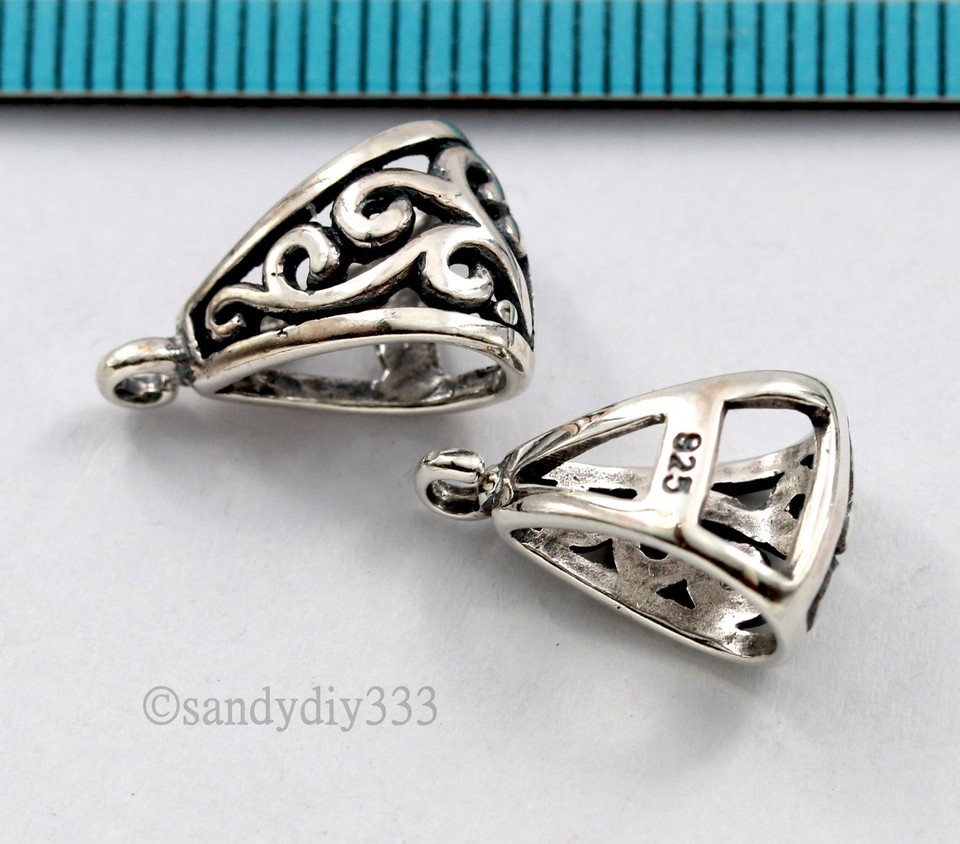 Ofiuny 5Pcs 925 Sterling Silver Slider Pendant Clasp For Necklace With Open Loop, Easy Bails For Jewelry Making, Charm Clasp Connector For DIY Craft (Made In Italy - Foto 5