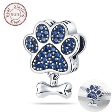 KUNSIR Blue CZ 925 Sterling Silver European Fashion Bracelets Charm Bead Pendant