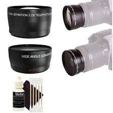 49mm 2X HD Multi-Coated Telephoto + Wide Angle Lens Kit for 49mm Thread Lens