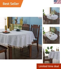 Wrinkle-Resistant Oval Tablecloth 60x84 - Rustic Elegance for All Occasions