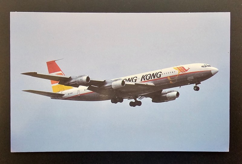 HONG KONG Old Postcard AIR HONG KONG Boeing B-707 Kai Tak Airport Hong Kong