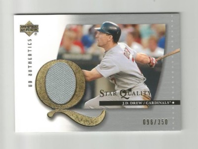 2003 UD AUTHENTICS STAR QUALITY J.D.DREW GAME-USED JERSEY #d 096/350 CARDINALS