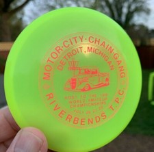 1991 Riverbends Motor City New Innova MINI Disc Golf  381 Free Frisbee Pin 