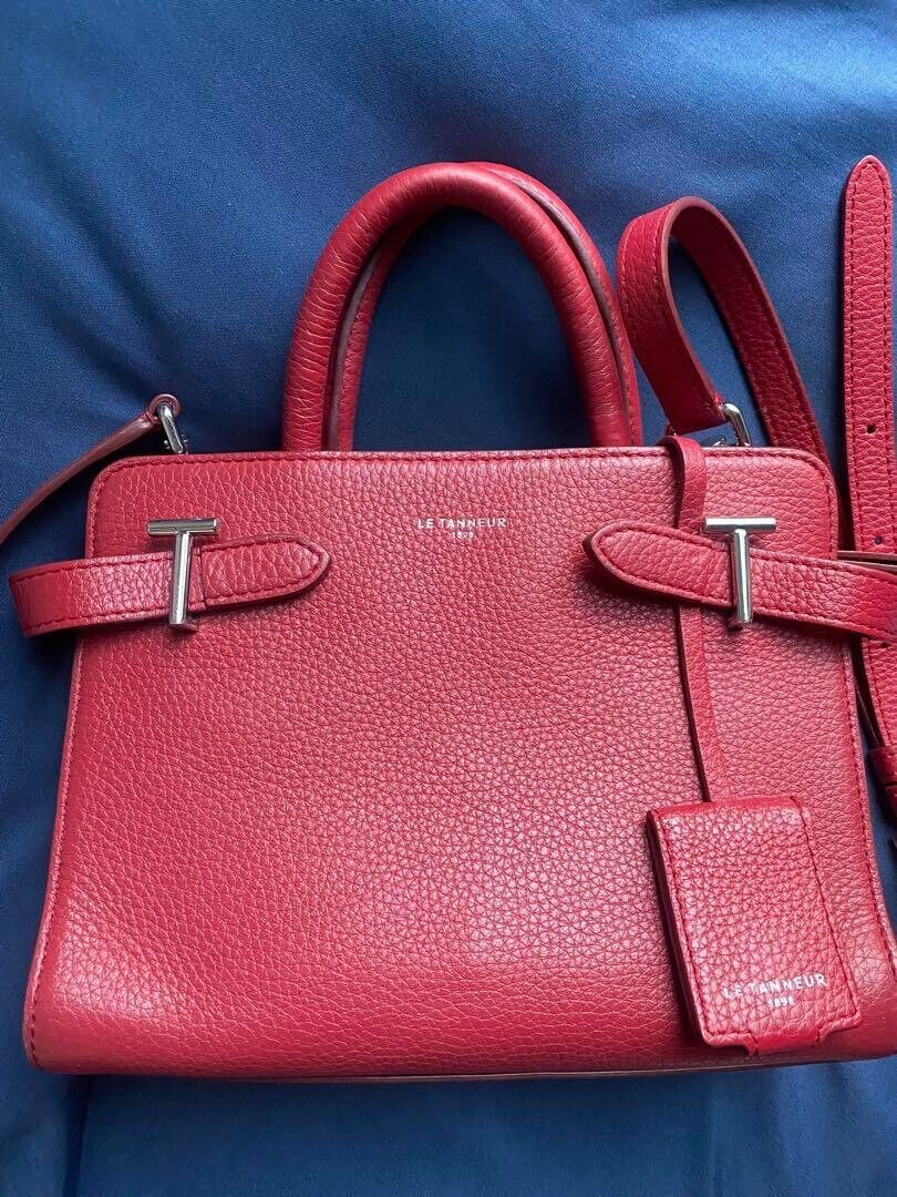 Le Tanneur Handbag Shoulder Bag Purse 2way Leather in Red Le Tanneur Handbag Shoulder Bag Purse 2way Leather in Red