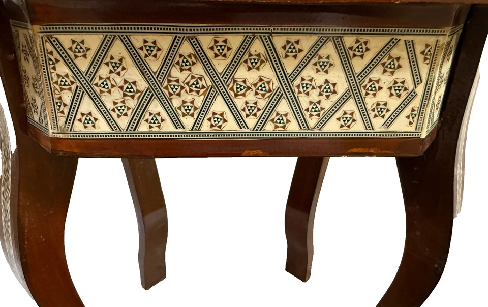 Handmade Egyptian Wood Inlay Table – Mother of Pearl – 16” Side End Table - Image 3 of 4