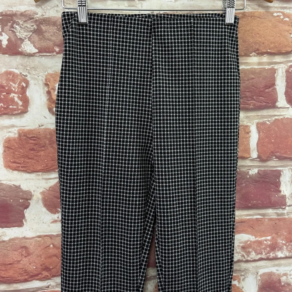 Pantalones Tahari para mujer pequeños negros blancos a cuadros informales pantalones ajustados Foto 3 de 4