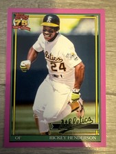 2026 Topps Series 1 Rickey Henderson 1991 Topps Pink Border #T91-52 Athletics